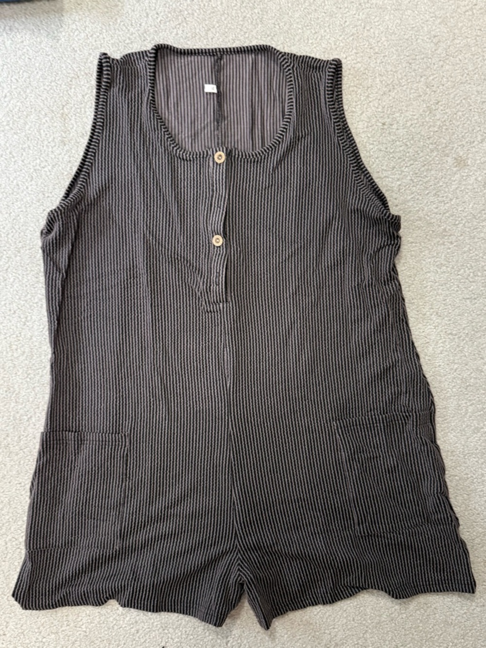 NWT Sleeveless Black Pinstripe Cotton-Blend Jumpsuit XL